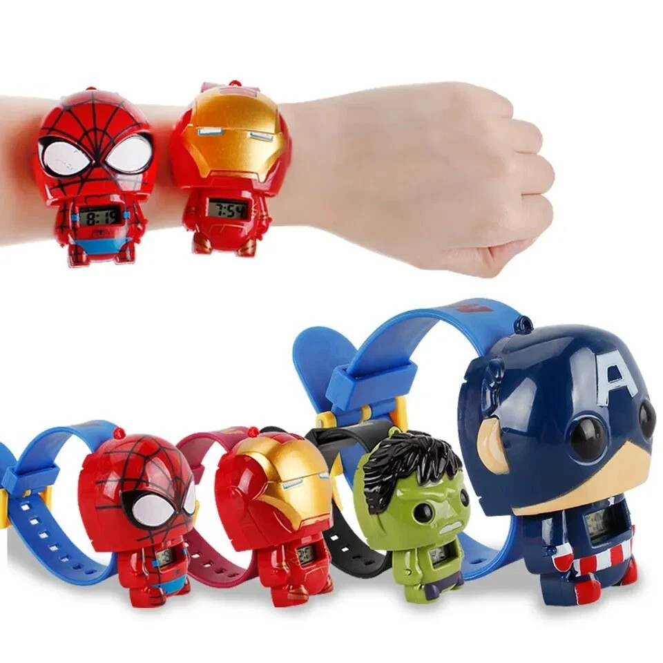 Superhero Comic Digital Wrist Watch Boys Girls Toy Gift Cartoon Adjustable 1pcs