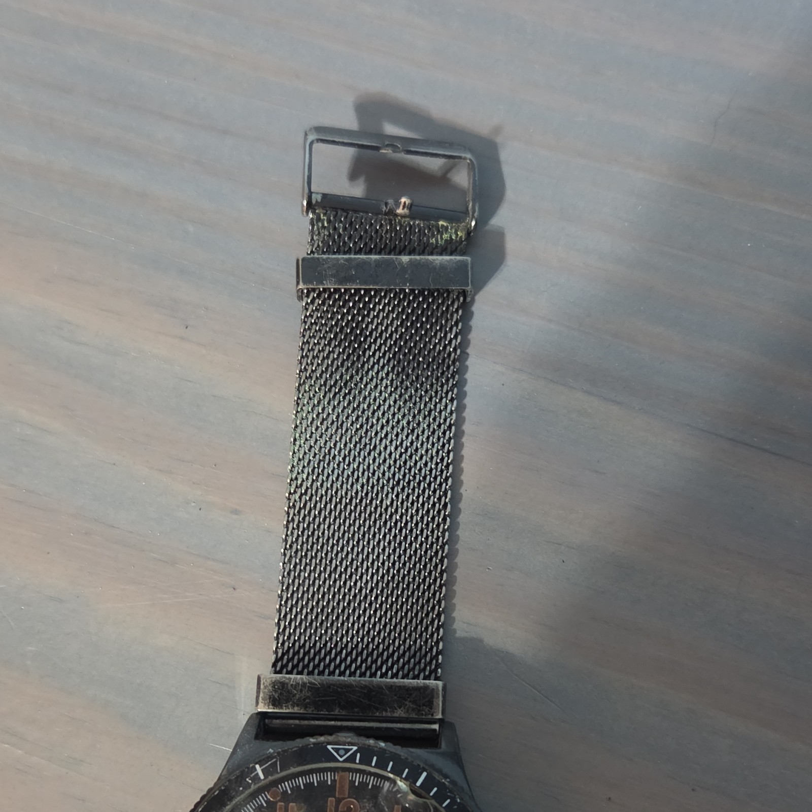 English Laundry Analog Quartz Watch Black Dial Silver SS Mesh Band 30m