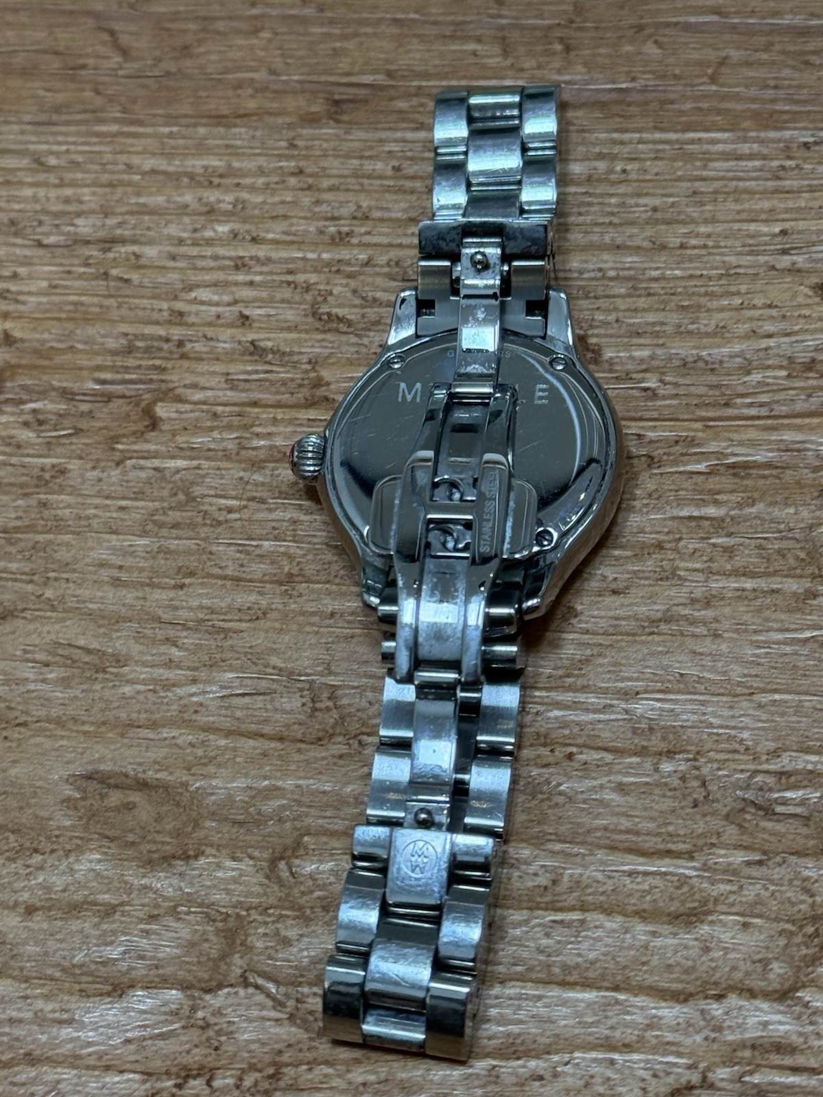 MICHELE Jetway Women’s Watch Swiss Quartz Diamond Bezel Silver SS Watch 32mm 50m