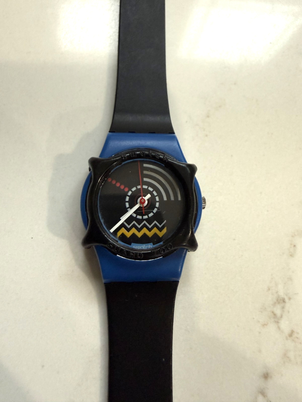 Working Vintage Swatch LS103 Running Water Graphic Swiss Watch Original Strap