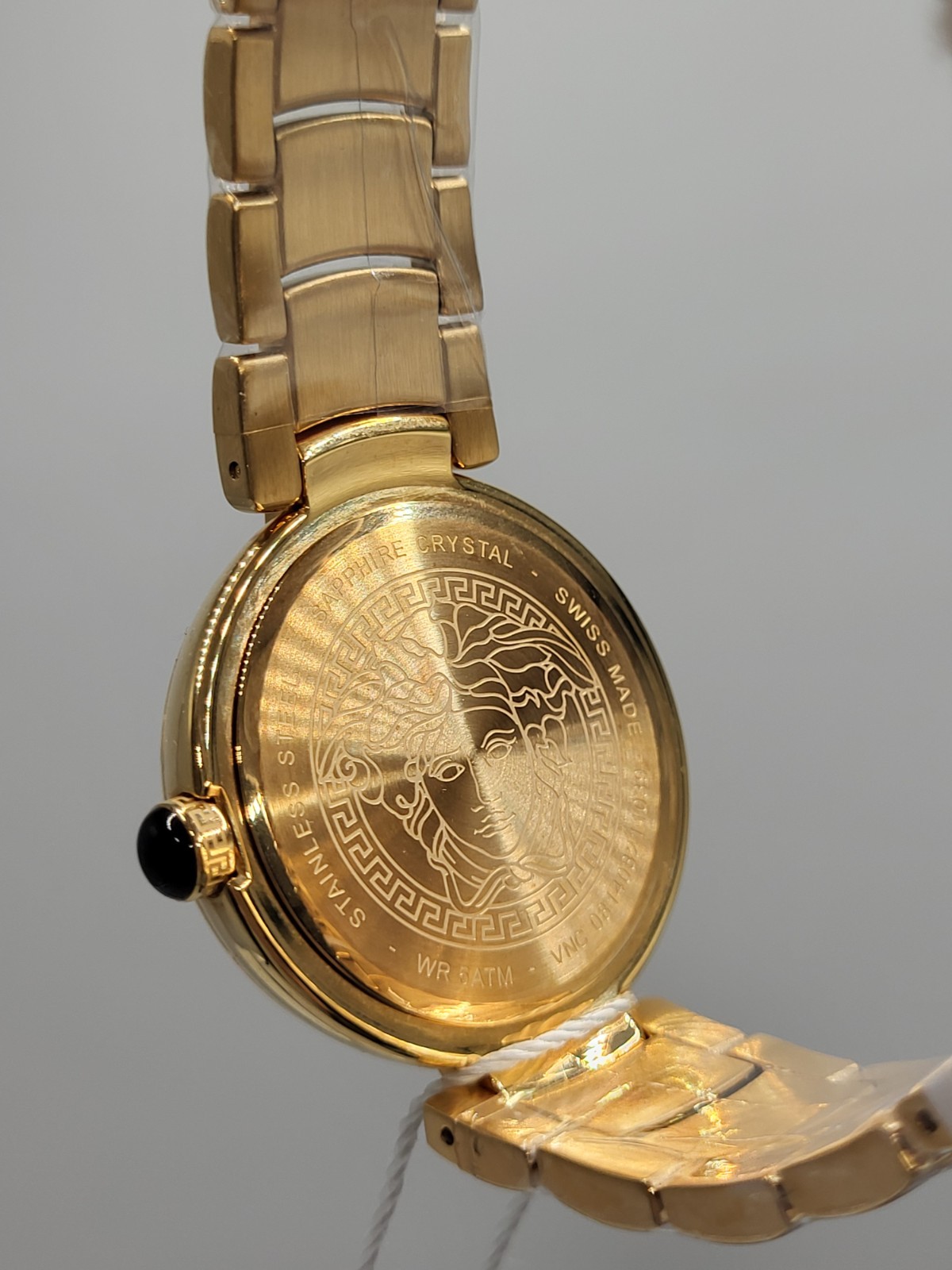 SWISS [NEW] 38mm Versace Leda Women’s Gold Guiloche Dial Roman Watch Box & Paper
