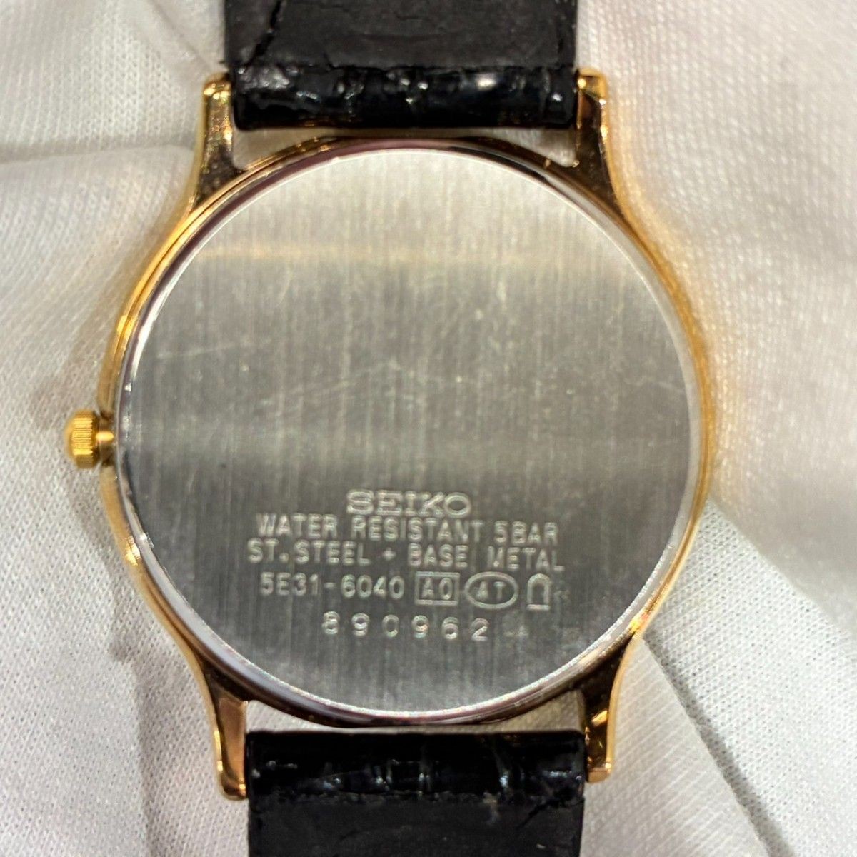 Working SEIKO Quartz Watch Spirit Gold Dial 5E31 6040 QZ