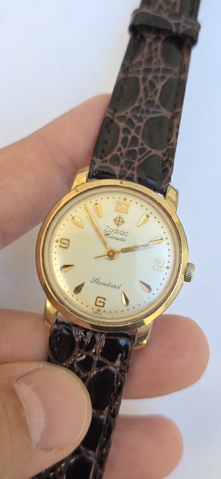 Vintage ZODIAC HERMETIC Standard Cal 60 Ref 764 Men’s 32mm Gold Plated Watch