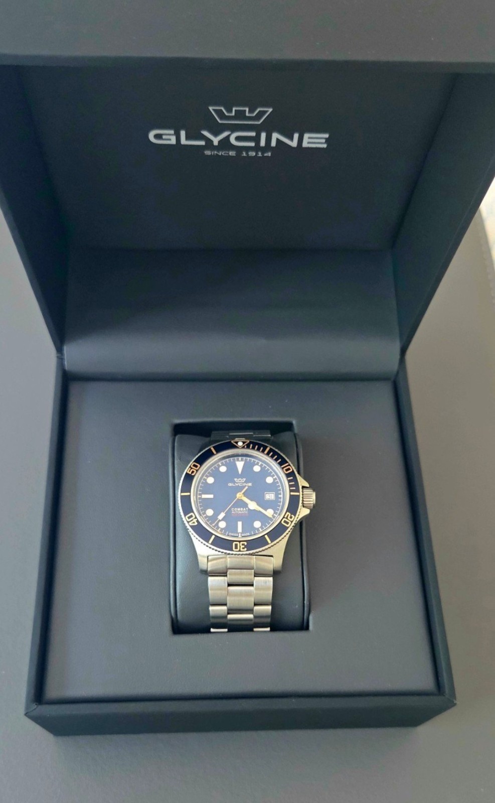 Glycine Combat Sub Automatic Diver Blue Dial/Bezel 42mm 200m Date, Box, GL0485