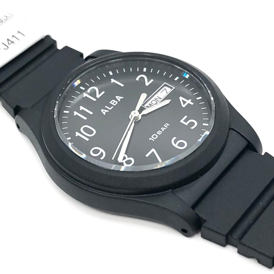 SEIKO ALBA Black DayDate Watch AQPJ411 Quartz Luminous Hands Urethane band New