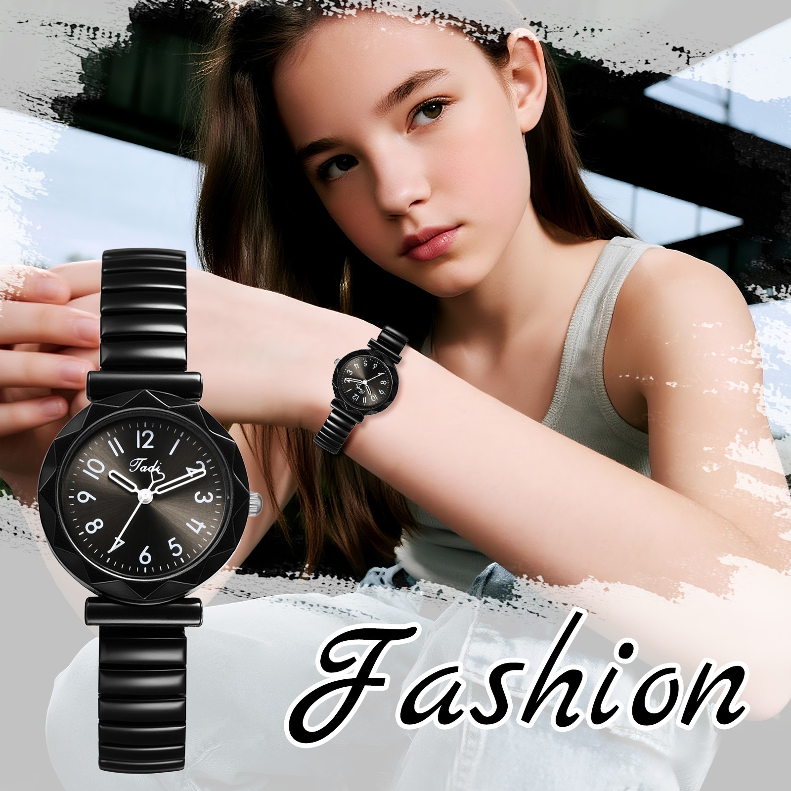 Boy Girl Candy Color Easy Read Stainless Steel Elastic Band Teenager Wrist Watch