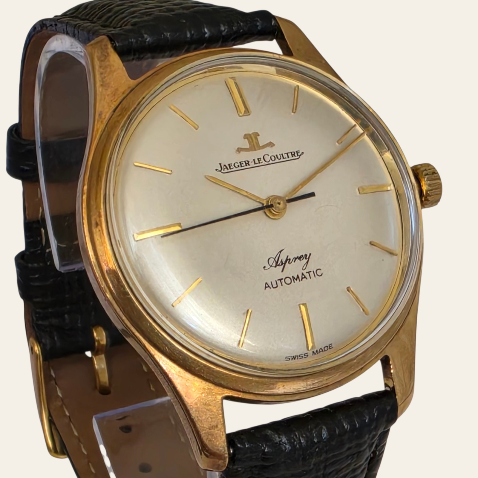 Vintage 9k Solid Gold Jaeger-LeCoultre Asprey Automatic Wristwatch