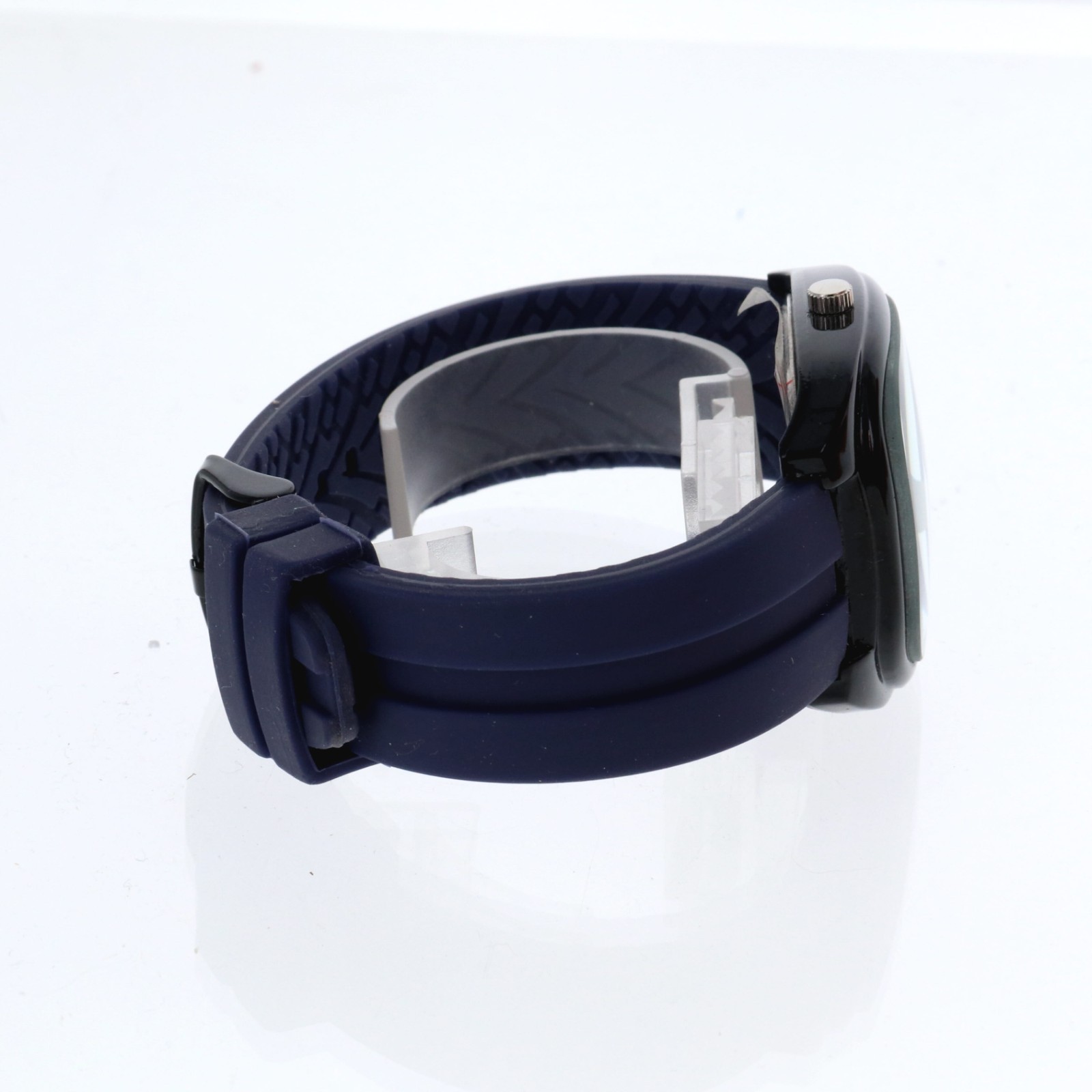 Montres Carlo Men’s Black & Purple Silicone Band Luxury Sport Quartz Watch 39mmW