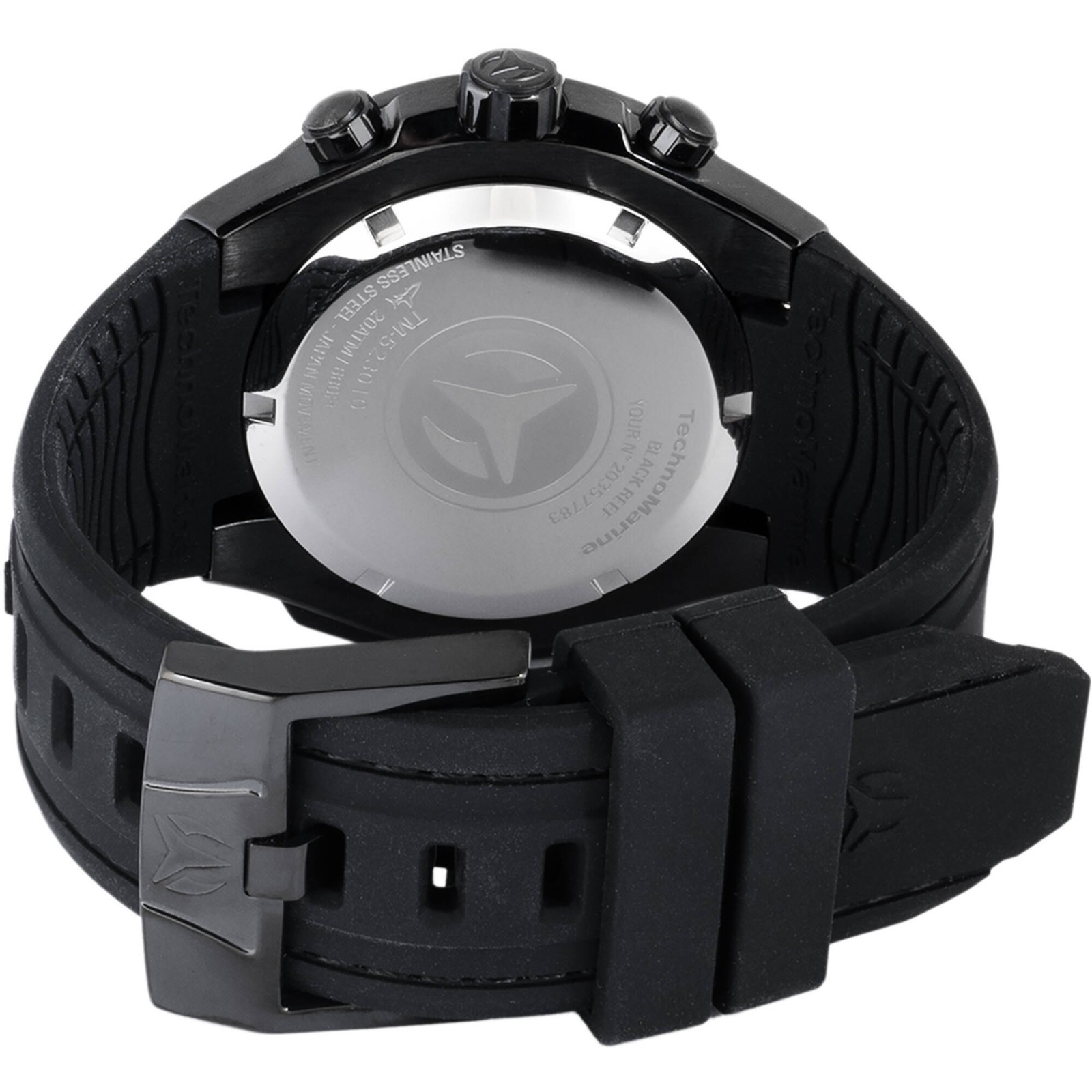 Technomarine Men’s Watch Reef Chronograph Black Silicone Rubber Strap TM-523010