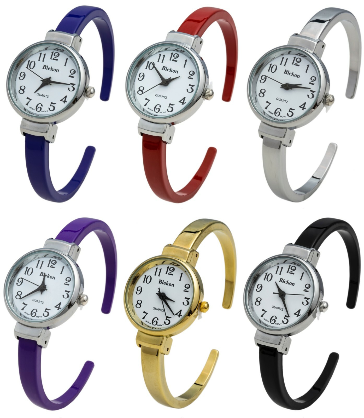 Blekon Collections Quartz Womens 26mm Delicate Metal Cuff Bangle Watch