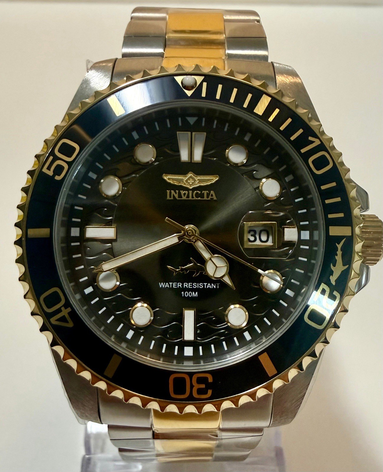 Invicta Men’s Pro Diver Watch 30023 With Silver/Gold Two Tone Black Face 43mm