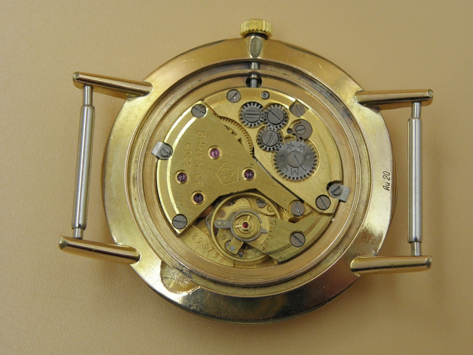 RARE Export mens POLJOT DE LUXE Silver Tone DIAL SOVIET Slim WATCH gilt AU-20