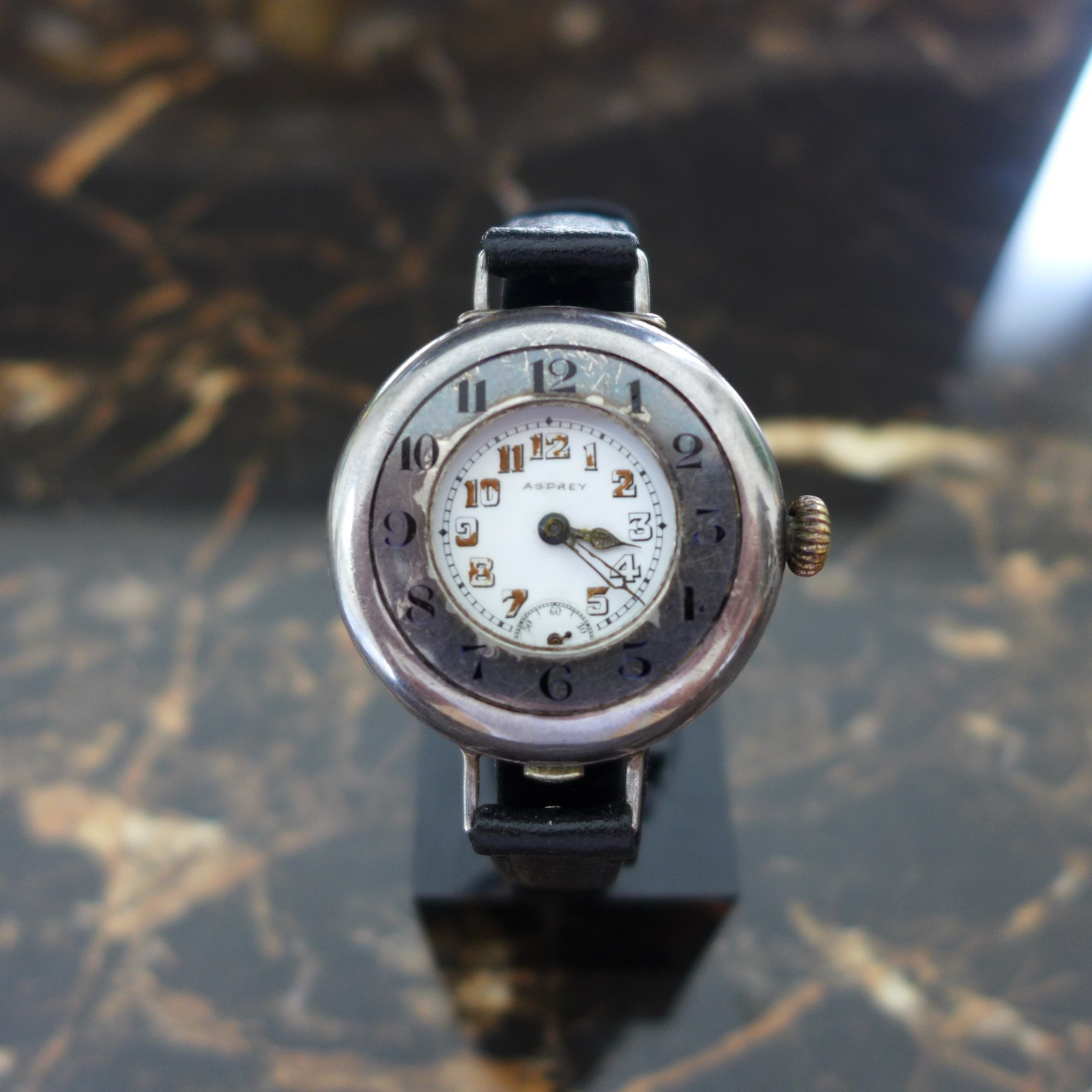 A WW1 1917-18 BRITISH MILITARY ROLEX “ASPREY”OFFICERS TRENCH SILVER HALF HUNTER