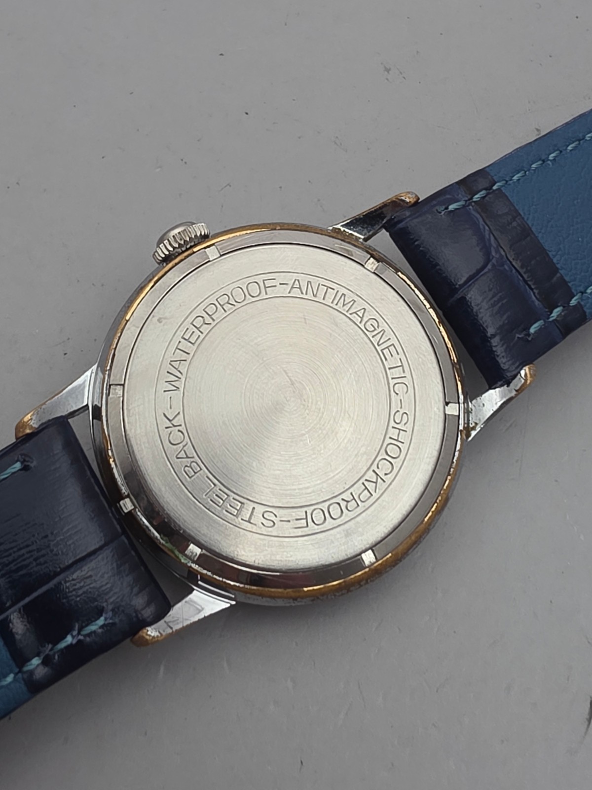 Vintage HELBROS men’s manual wind watch Linen dial PUW 61 Germany 1950s