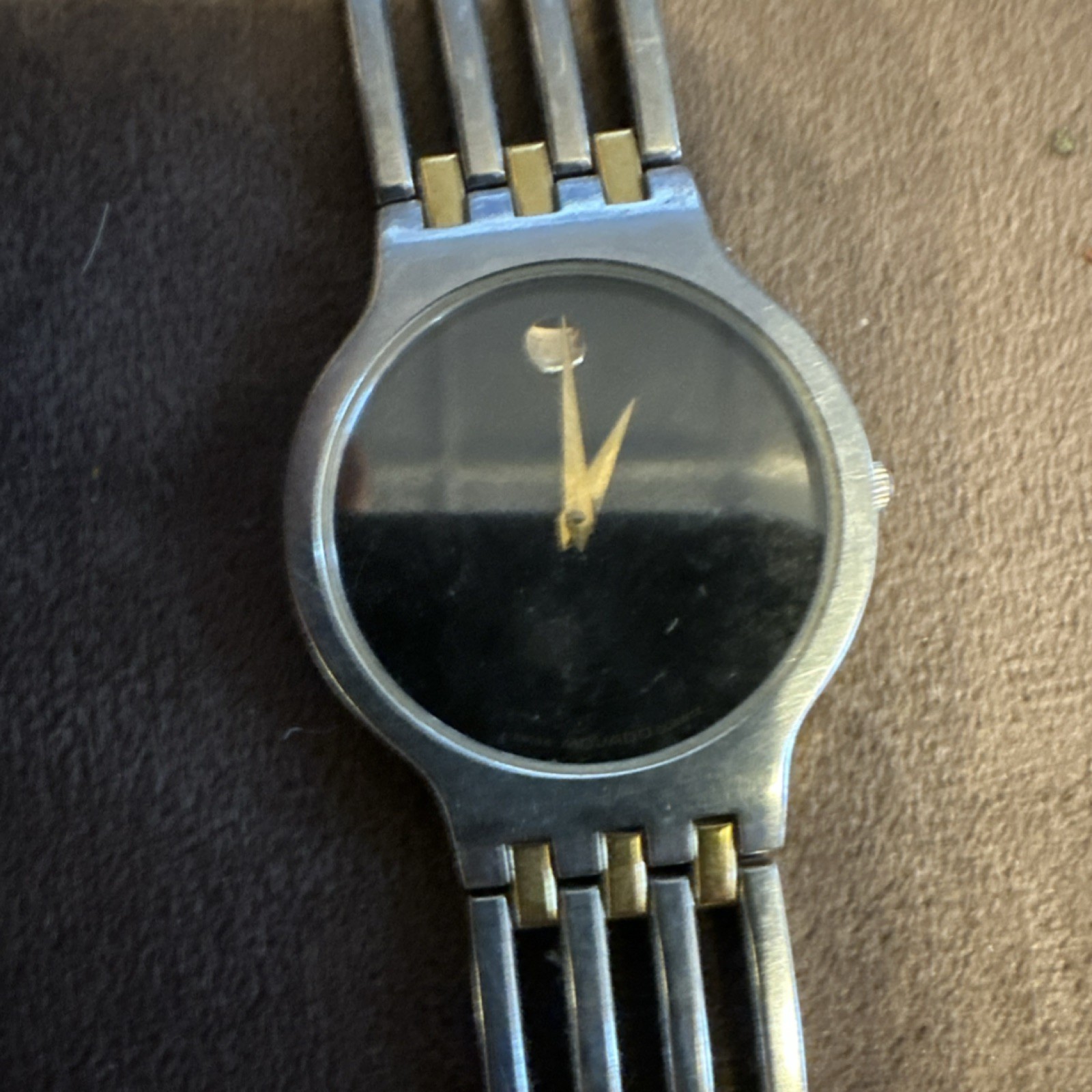 Movado Museum Classic Black Dial Two-Tone Metal Bracelet No Hour Marks Watch