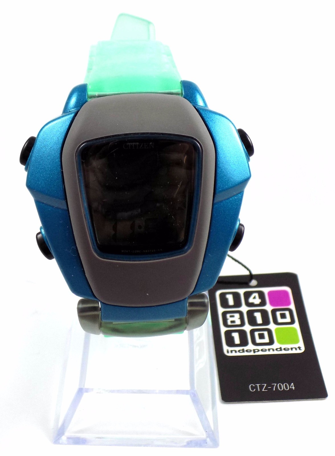 CITIZEN INDEPENDENT Digital Watch CTZ-7004 Aqua Green Blue Quirky Retro 90s NOS