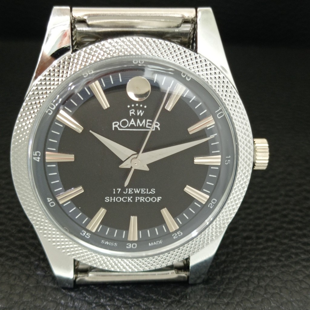 HAND-WINDING VINTAGE SWISS MENS REFURBISHED BLACK COLOR DIAL WATCH a707175-1