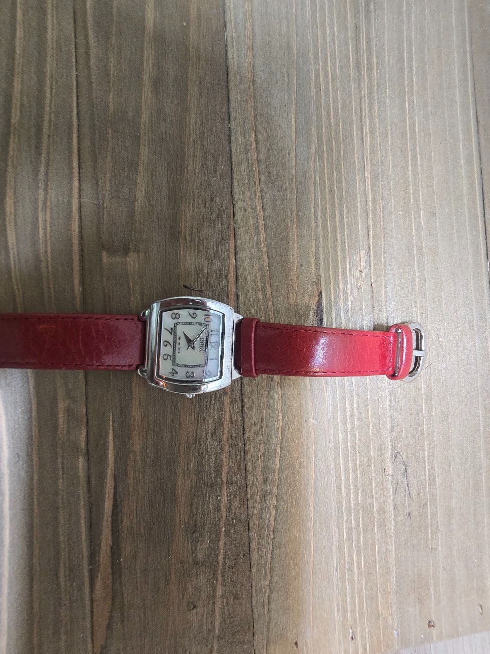 Women’s Ecclissi Sterling Silver Case Quartz Watch Red Leather Band 22590