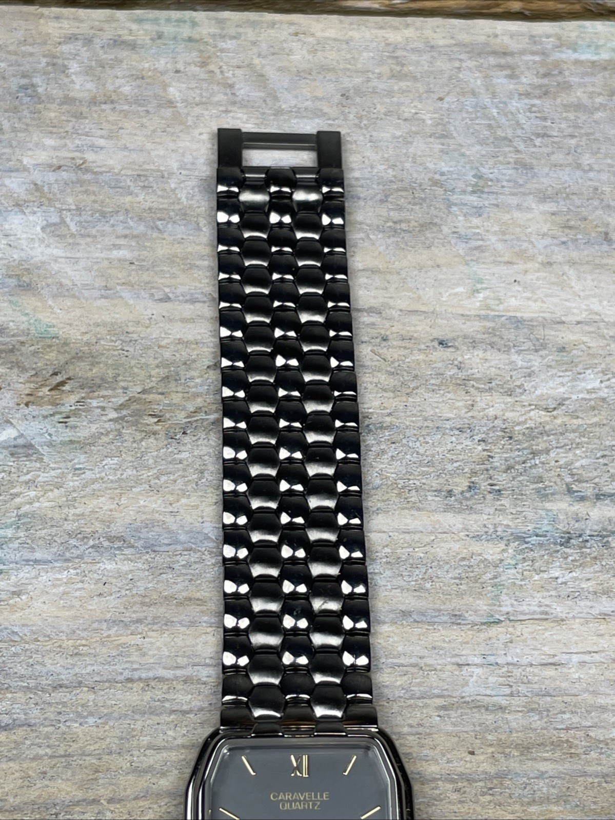 Vintage Bulova Caravelle Old Stock Dressy Black Chrome Date Watch 40B42 New Batt