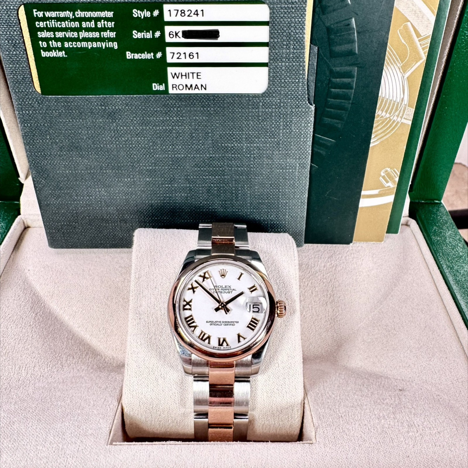 31 MM Rolex Datejust 178241 18 KT Rose Gold & Steel