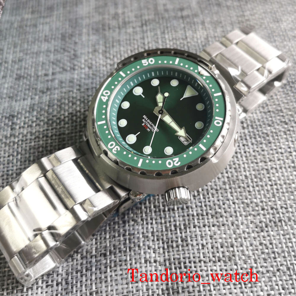 46.5mm Green Black Dial Sapphire Glass Luminous NH35A 200m Diver Automatic Watch