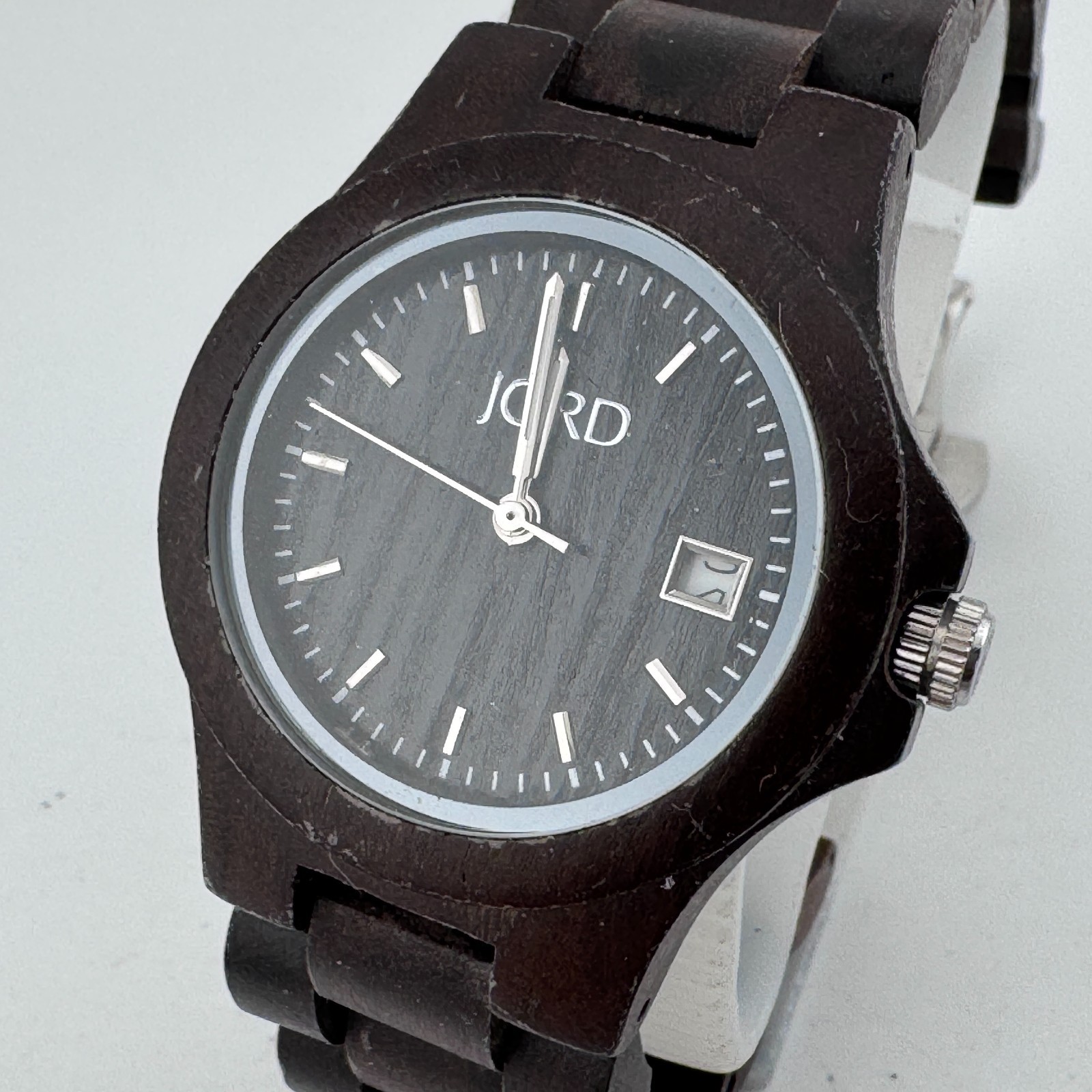 Jord Quartz Watch Women Dark Brown Solid Wood Date Japan Analog New Battery 6″