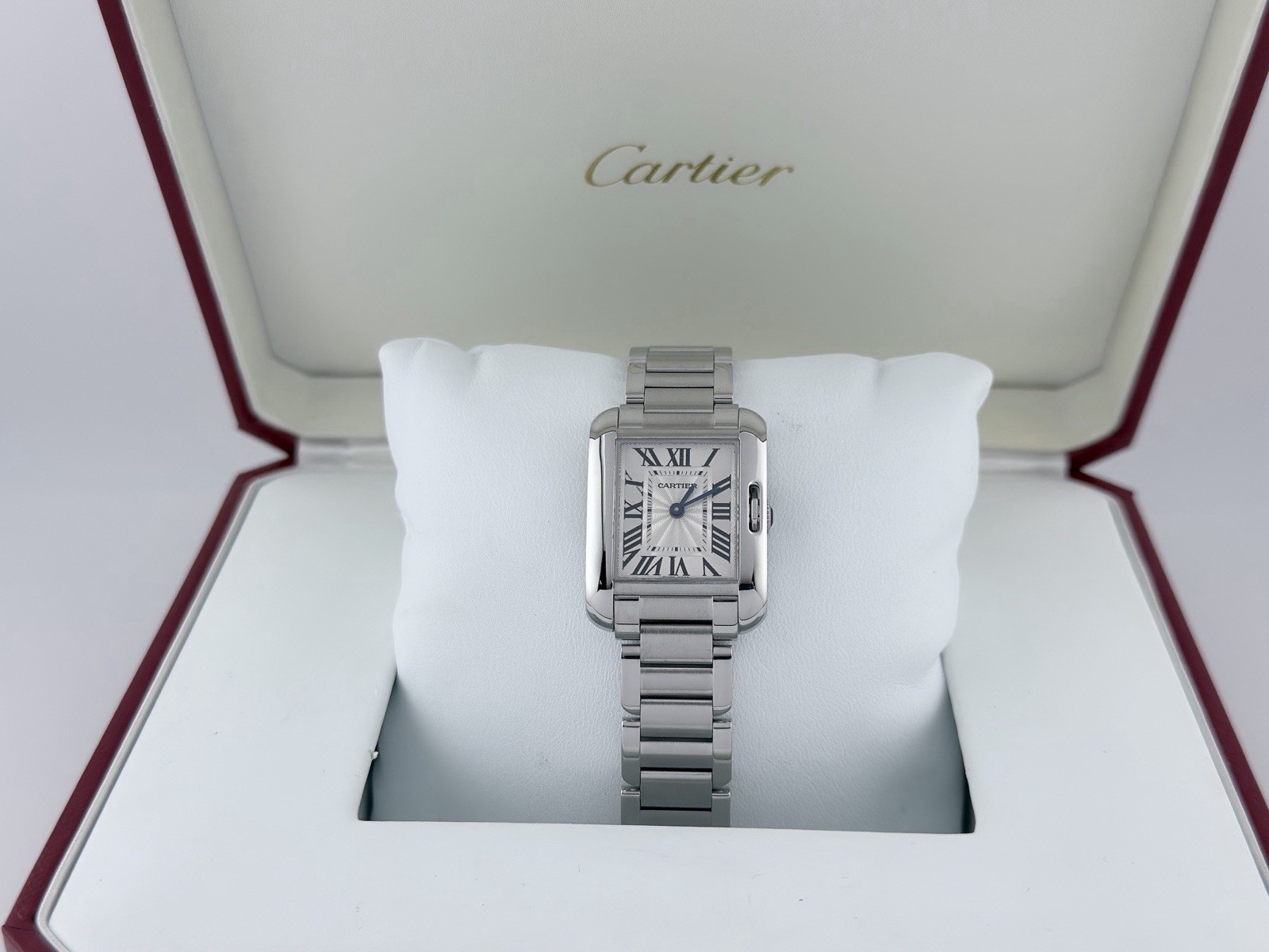 Cartier Tank Anglaise 3485 W5310022 23mm Silver Roman Dial Stainless Steel