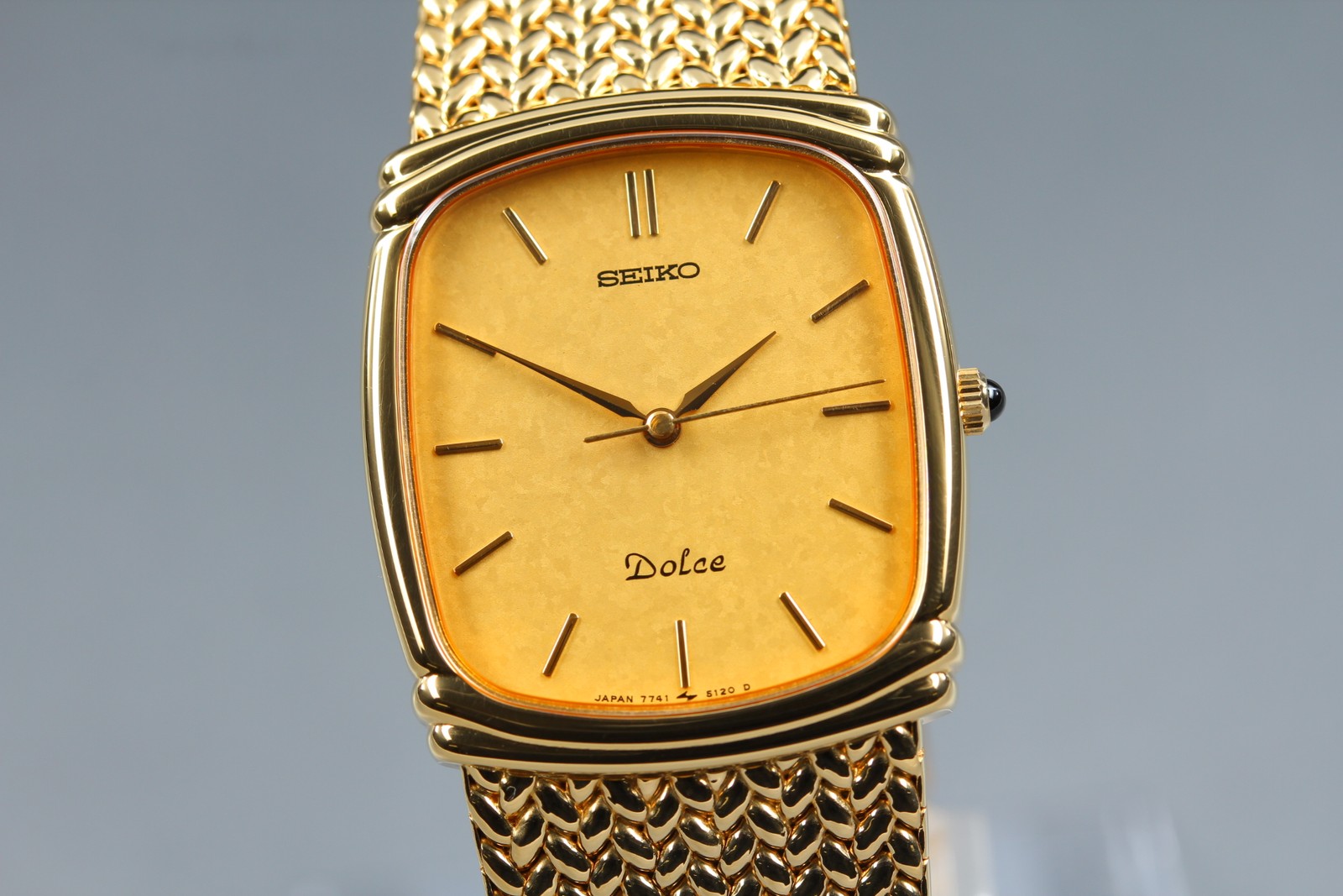 [Near MINT] SEIKO Dolce 7741-5110 26mm Gold Dial Quartz Men’s Watch From JAPAN
