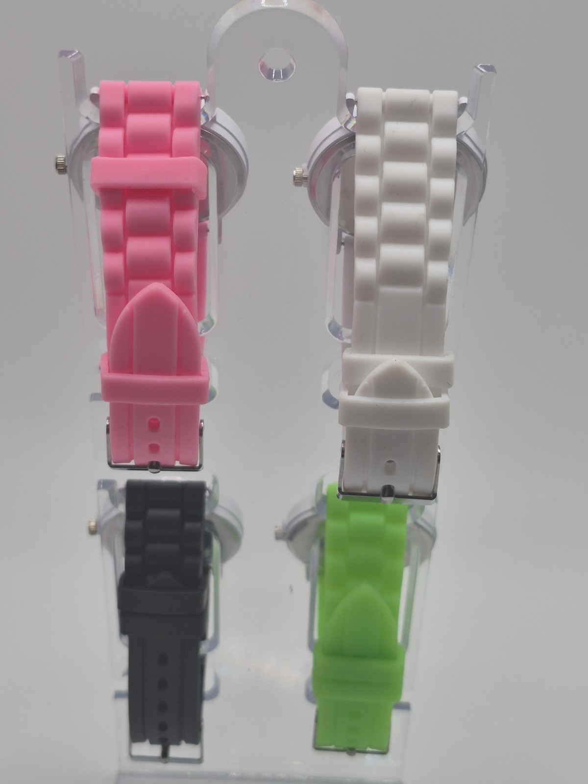 Lot of 4 Quartz Analog Wristwatches Silicone Strap White/Multicolor Arabic Dial