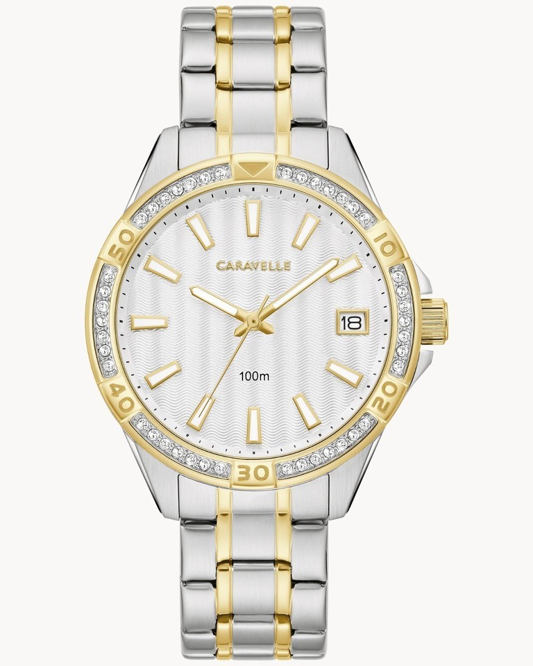 Caravelle by Bulova Women’s Aqualux Watch White Dial Crystal 45M120
