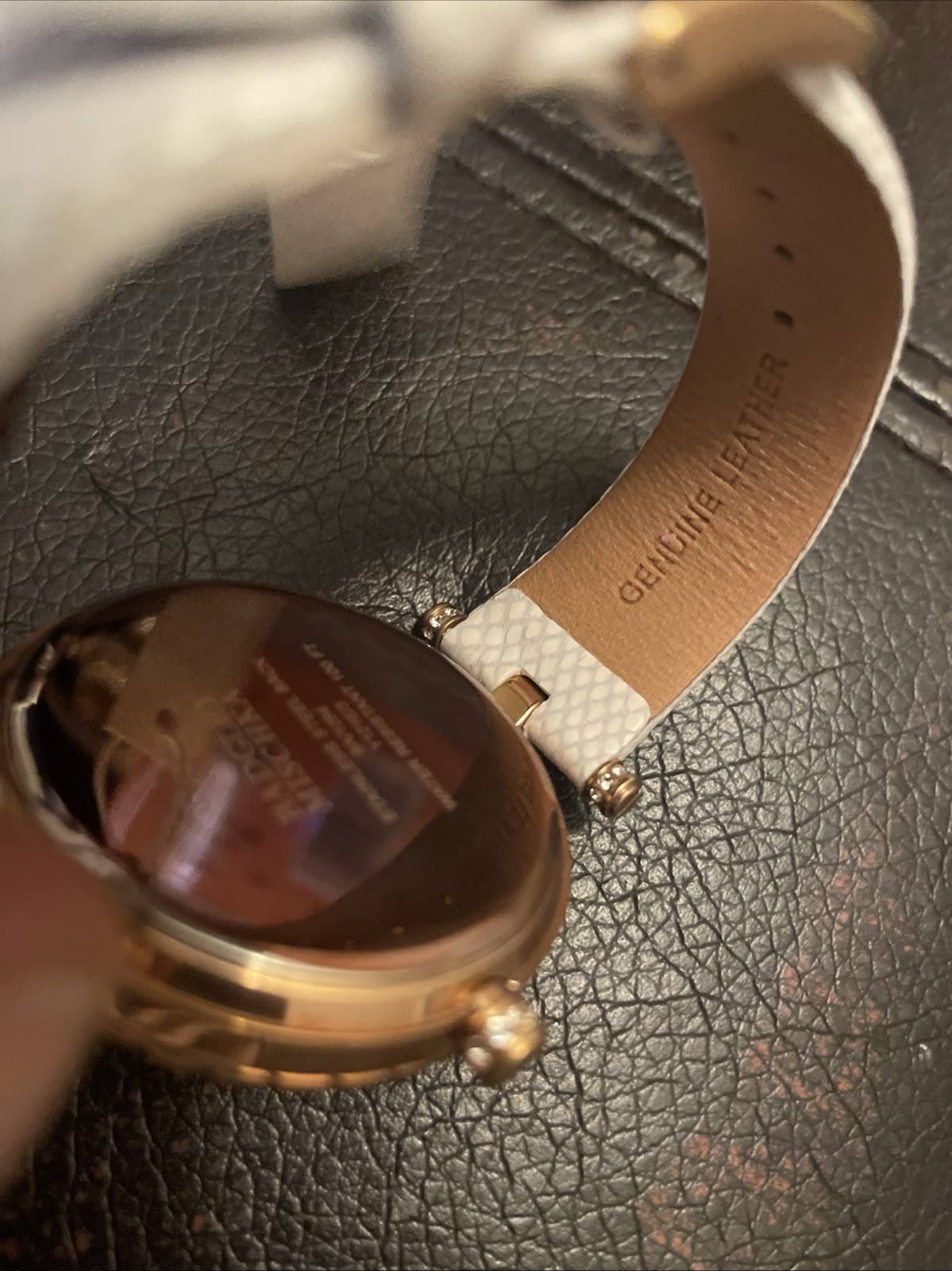 Badgley Mischka BA/1264WMRG Crystal Rose Gold Leather Band Women’s Watch