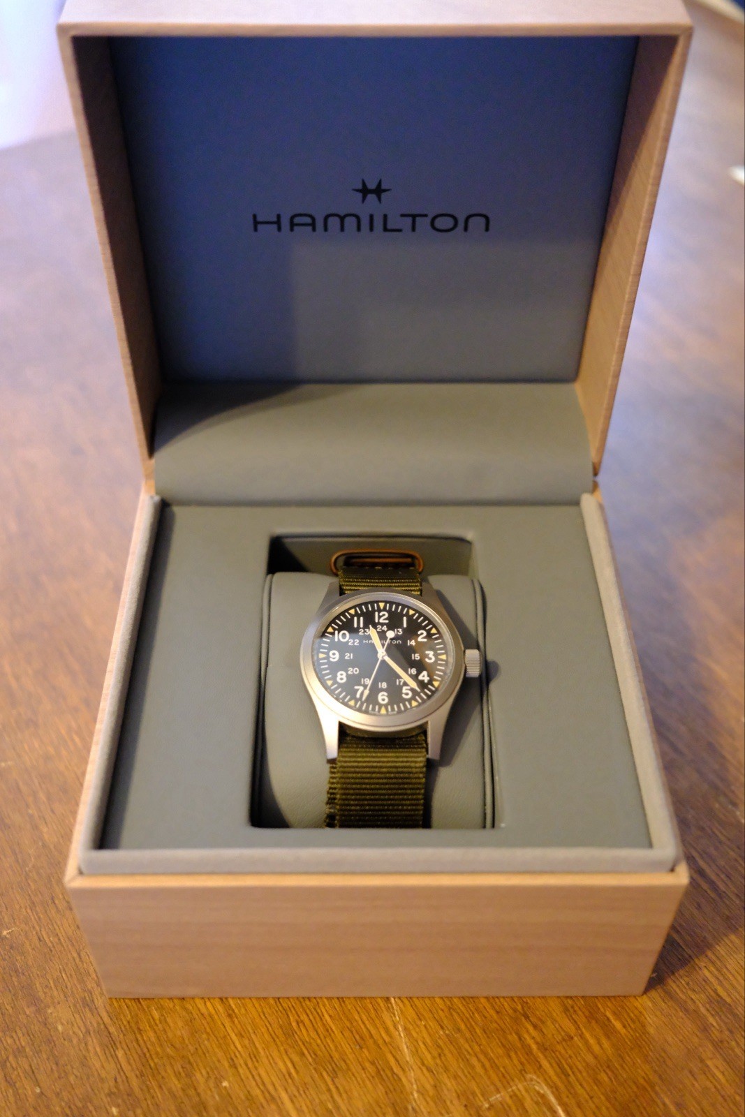 Hamilton Khaki Field Men’s Black Watch with Green Nylon Band – H69439931