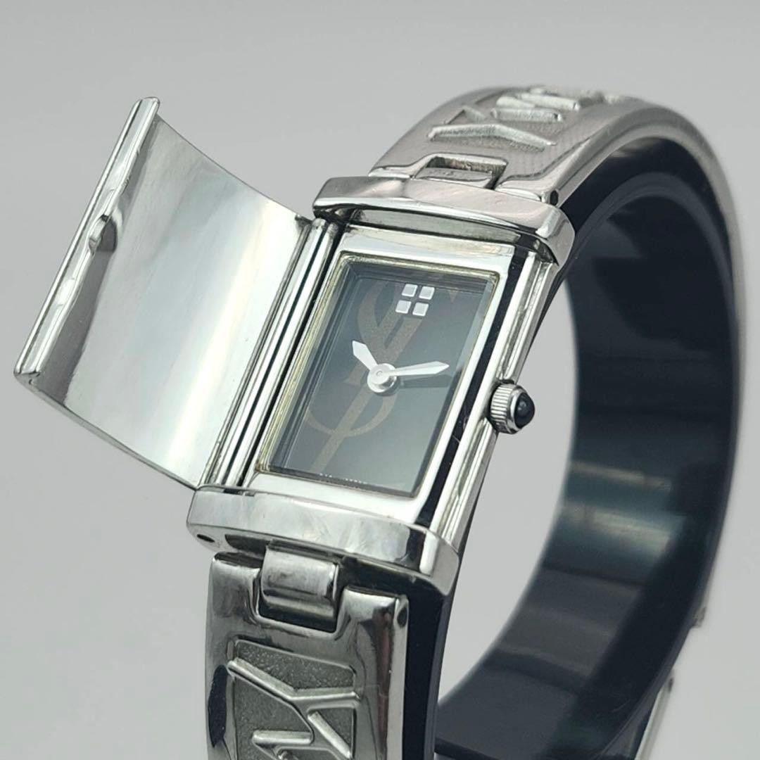 Yves Saint Laurent Bangle Watch Quartz Steel 17mm Case Wrist 18cm