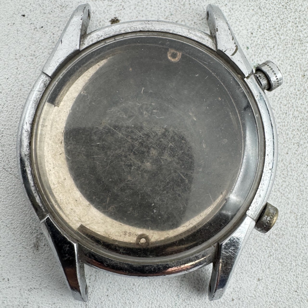 Vintage Pierce Men’s Wristwatch Case for Chronograph 37mm Steel & Chrome Swiss