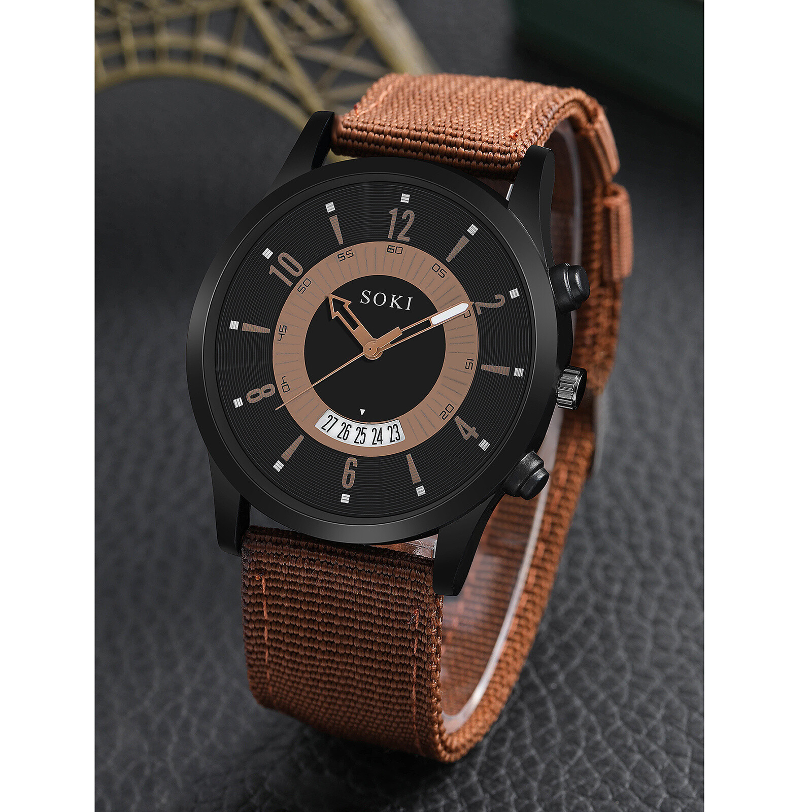 Men’s Casual Simple Arabic Numberals Dial Nylon Strap Sports Quartz Wrist Watch