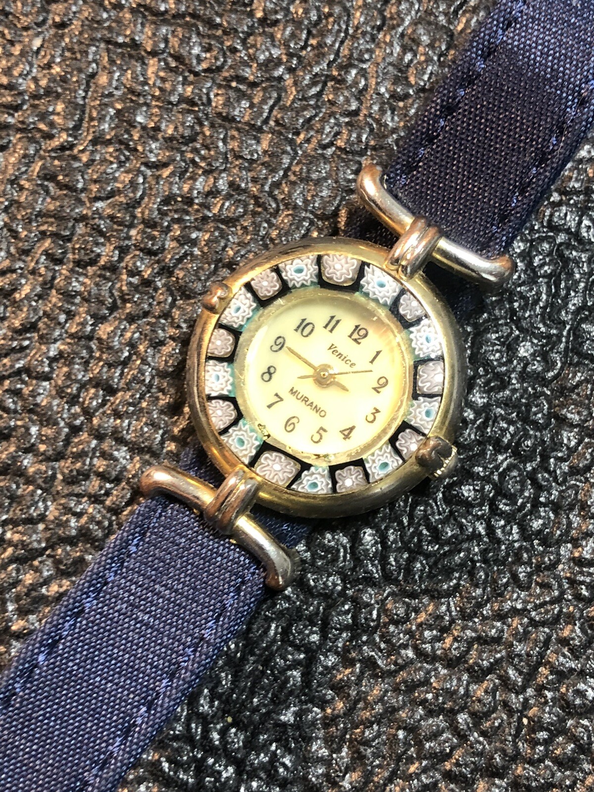 Venice Murano Millefiori Women’s Watch 24mm Navy Blue New Peugeot Band & Battery