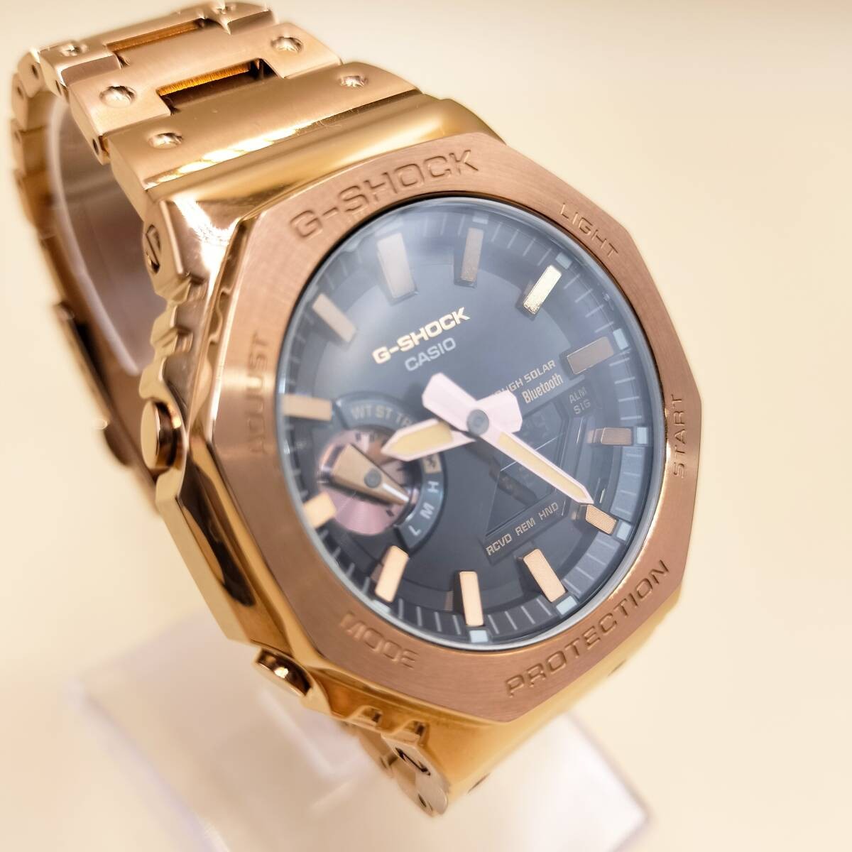 CASIO G SHOCK GM B2100GD 5AJF FULL METAL Rose Gold Stainless Metal Octagon Tough