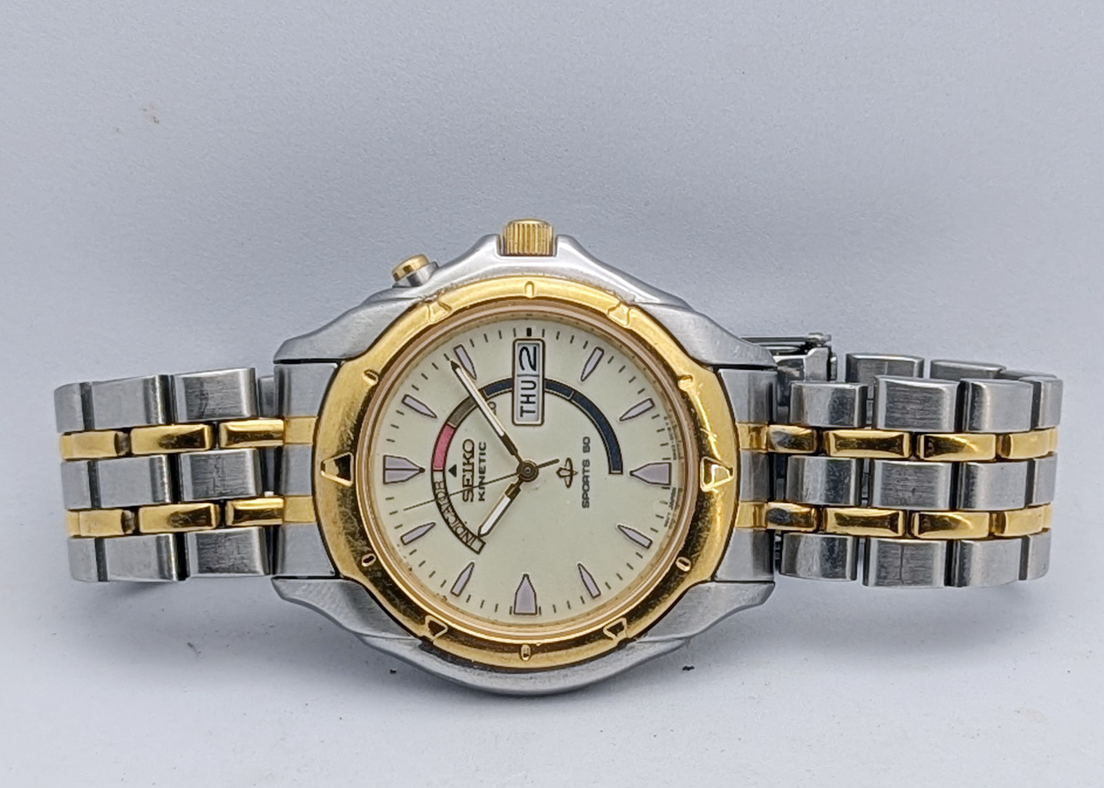 Seiko Kinetic Sports 50 5M43-0B19 Lumibrite Day Date | New Capacitor