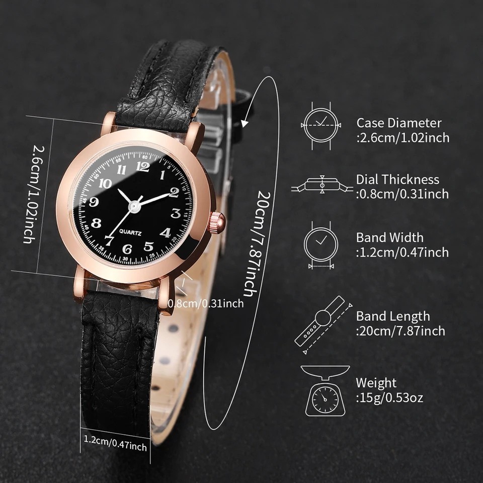 Fashion Small Dial Women’s Watch – Simple Leather Band, Analog Quartz Wristwatch