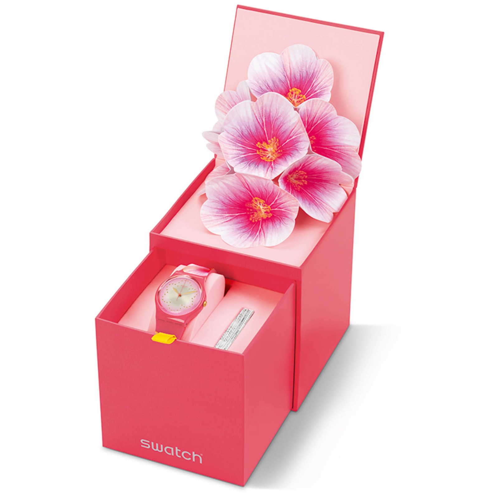 Swatch Women’s Watch Fiore Di Maggio Quartz Pink Silicone Strap GZ321