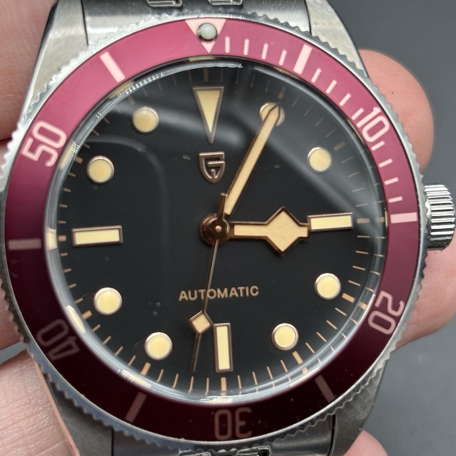 Pagani Design PD-1812M Automatic Men’s Watch Burgundy Red Bezel NH38 New W Box