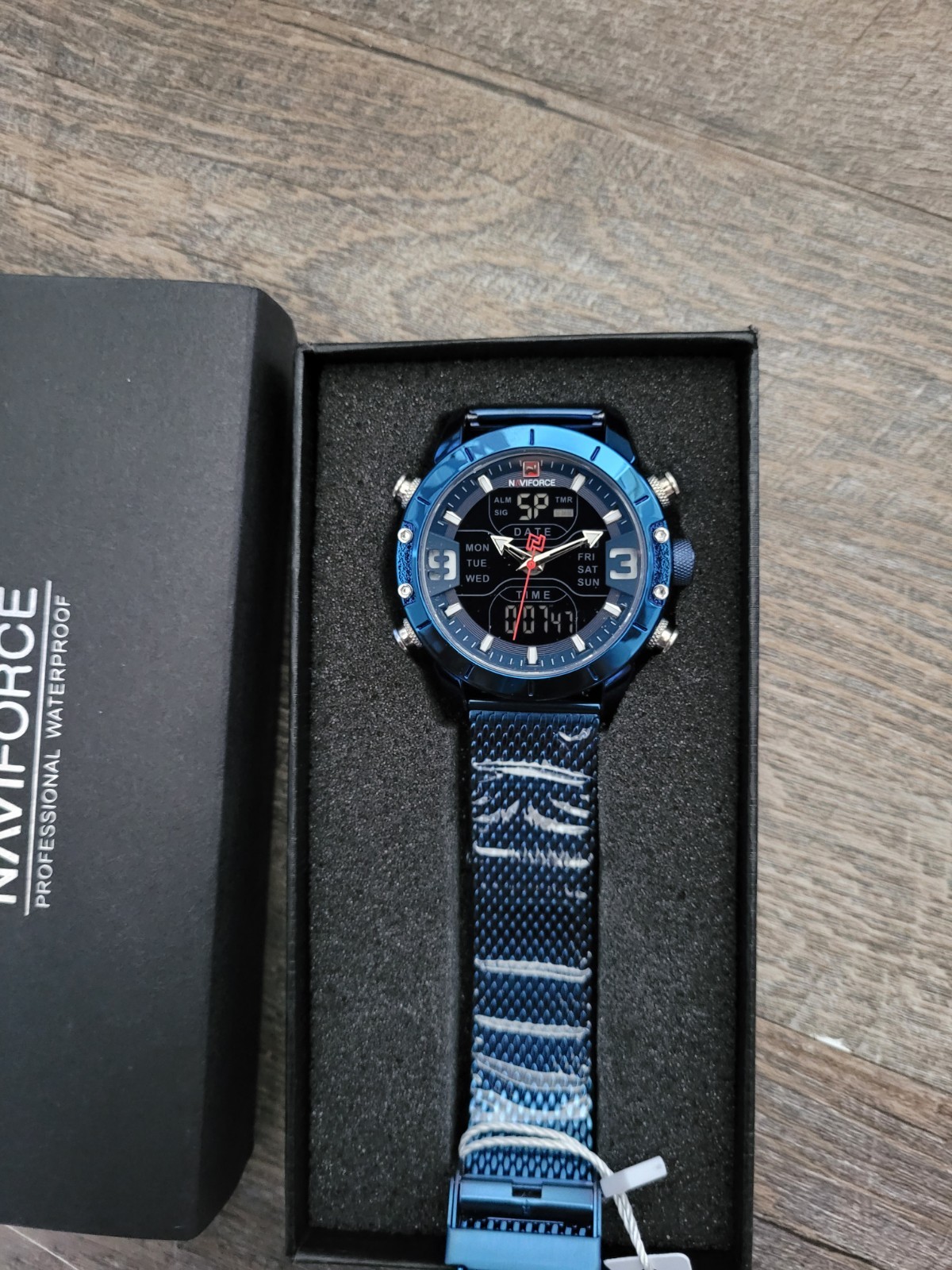 Naviforce Dual Display Chronograph Watch in Stainless Steel For Men