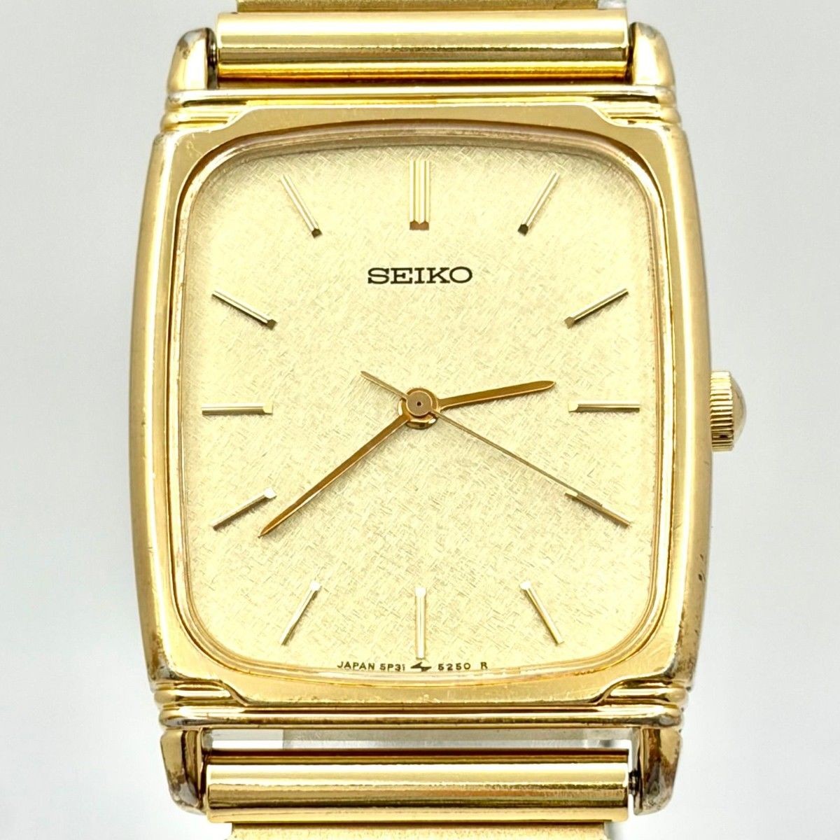 New Battery SEIKO Men’s Watch Gold Rectangular 5P31 5170 750166