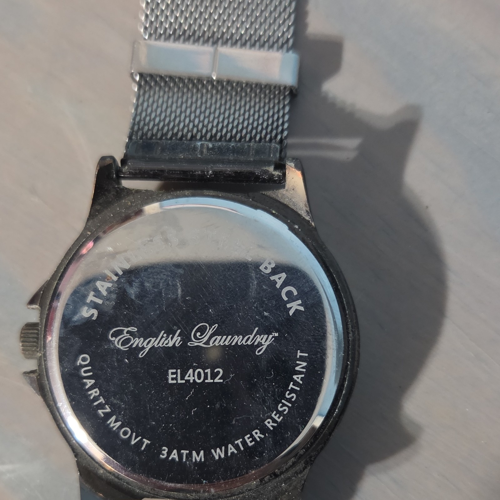 English Laundry Analog Quartz Watch Black Dial Silver SS Mesh Band 30m
