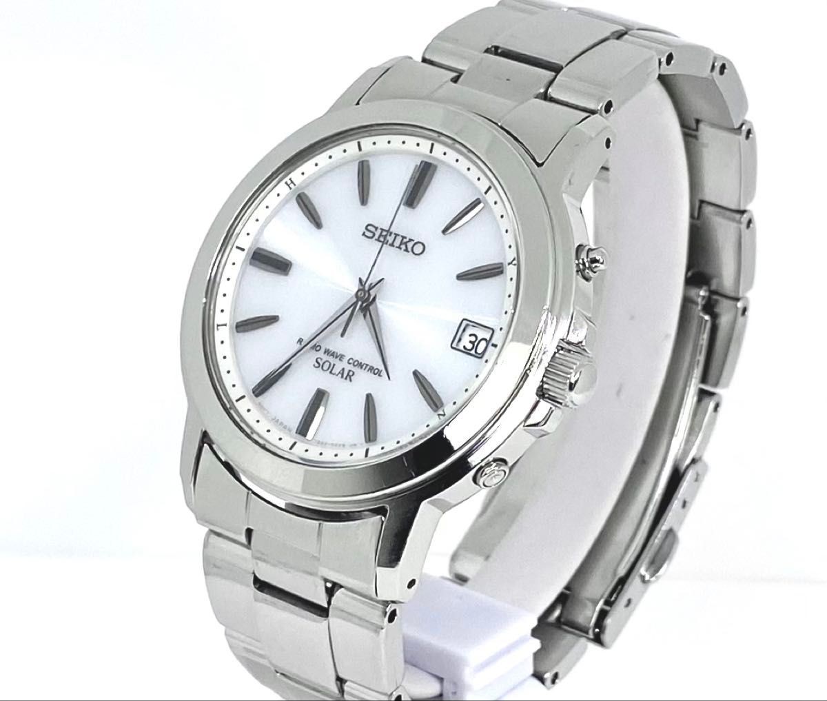 Seiko 7B52 Radio Solar White Dial Stainless Watch