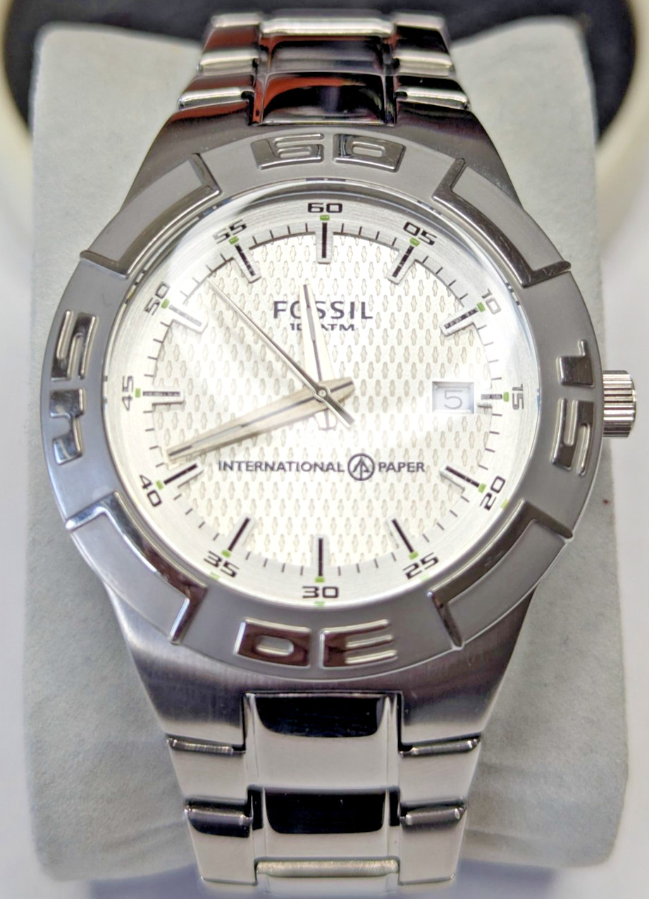 Fossil International Paper Men’s Watch w/ Date Quartz 10 ATM WR – Runs Tested