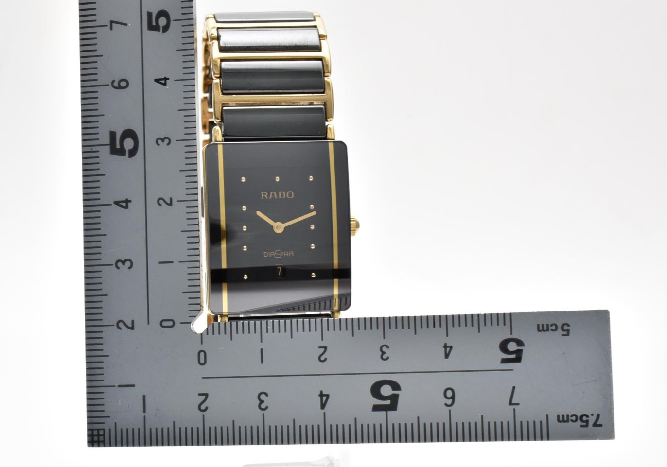 Vintage RADO DiaStar 160.0281.3N Black Dial Ceramic Date Quartz Watch JAPAN