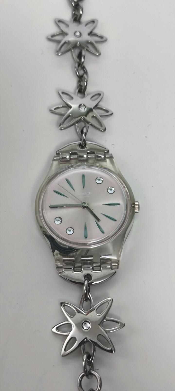 Swatch watch ZAUBERFEE Magic Fairy chrome star flower LK286G new & boxed