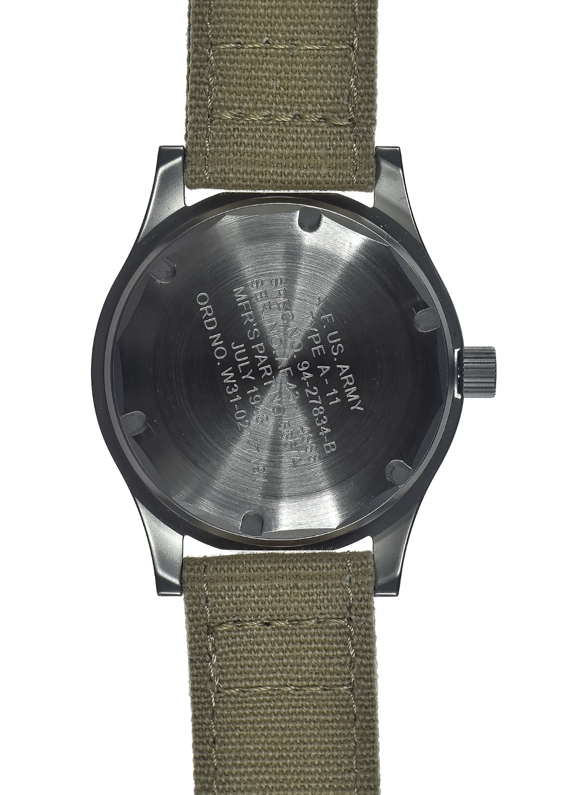A-11 1940s WWII Pattern Military Watch – 24 Jewel movt & Sapphire Box Crystal