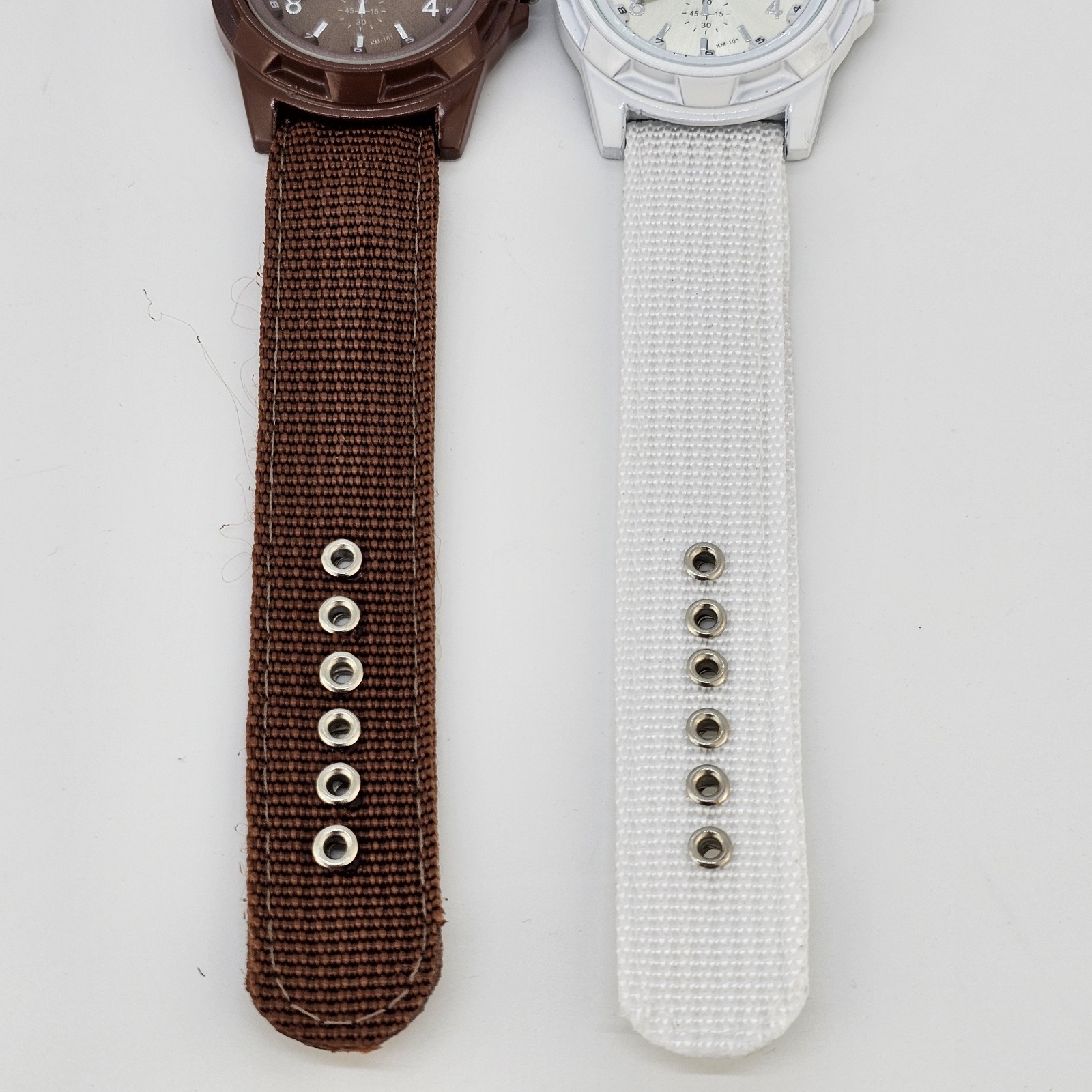 2X Gemius Army Men’s Watch 40MM Brown White Dial Nylon Canvas Bands New Battery